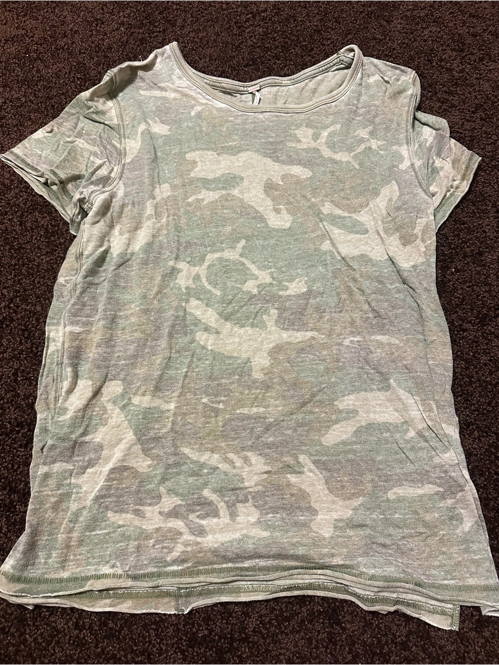 Free People Camo Tee in Mint & Light Olive